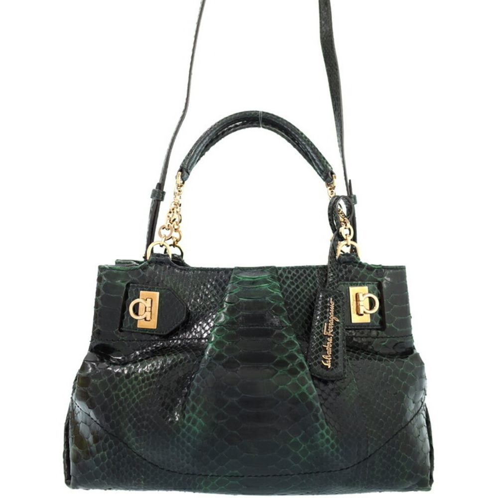 Ferragamo Python 2way Chain Handbag Green - image 1